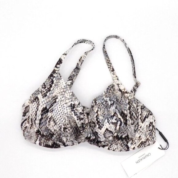 Calvin Klein Bikini Underwire Top Size S Brown Multicolor Snake Print - Picture 1 of 5